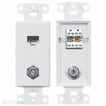 HUBBELL WIRING DEVICE-KELLEMS Wall Plate and Jack Cat 5e/F-Type White, 5YLX3