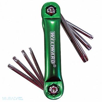 WESTWARD Torx Key Set Folding Shape 2 in to 3 in, 5YUU7