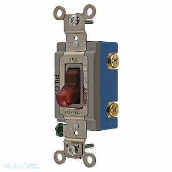 HUBBELL Pilot Lite Wall Swtch 3-Way 120/277V 15A, 5Z736