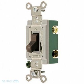 HUBBELL Wall Switch 3-Way 120/277V 30A Brn Toggl, 5Z808