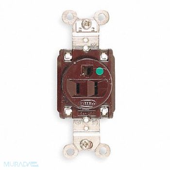 HUBBELL Receptacle Single 15A 5-15R 125V Brown, 5Z821