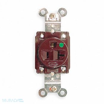 HUBBELL Receptacle Single 20A 5-20R 125V Brown, 5Z822