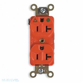 HUBBELL Receptacle Duplex 20A 5-20R 125V Orange, 5Z828