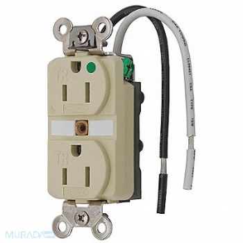 HUBBELL Receptacle Duplex 15A 5-15R 125V Ivory, 5Z829