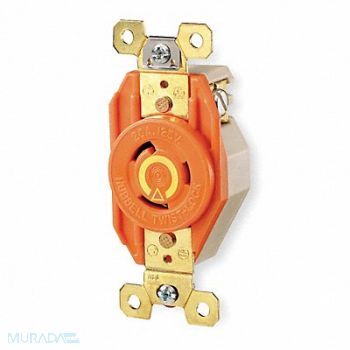 HUBBELL Locking Receptacle Industrial 30 Orange, 5Z903