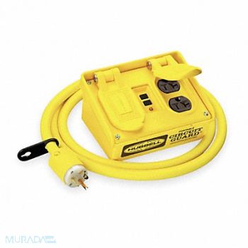 HUBBELL WIRING DEVICE-KELLEMS Plug-In GFCI w/Cord 6ft 20A Yel 120V, 5Z978