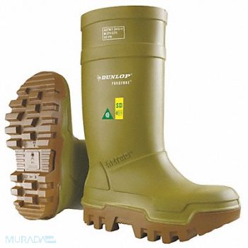 DUNLOP D9542 Rubber Boot Men s 15 Knee Green PR, 5ZKJ5