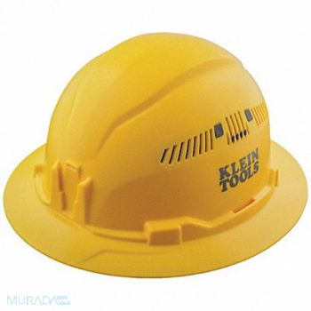 KLEIN TOOLS Hard Hat Vented Brim Yellow, 807GX8
