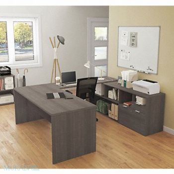 BESTAR U Desk I3 Plus 2 Drawers Bark Gray, 605H20