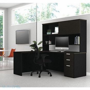 BESTAR L-Desk Hutch Deep Grey/Black, 605H29