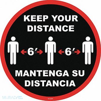 STRANCO INC Social Distancing Sign 12 H 12 W PVC, 60EG21