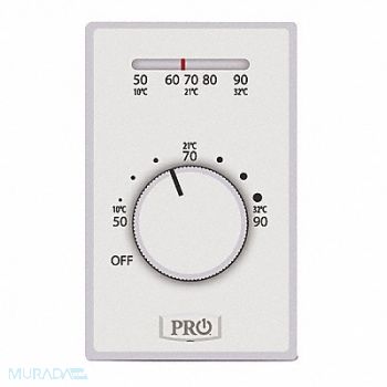 PRO1 IAQ Line Volt NP Analog Tstat 1H White DPST, 60FD44