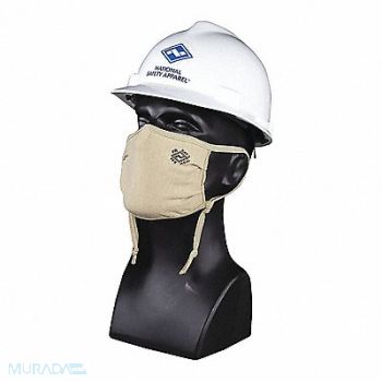 NATIONAL SAFETY APPAREL Face Mask 6 H Beige Fabric Reusable, 60FV45