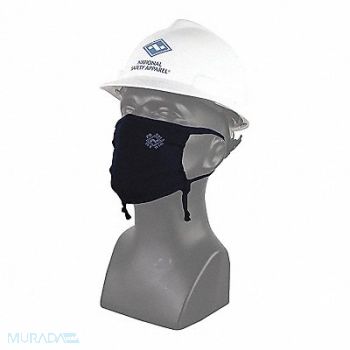NATIONAL SAFETY APPAREL Face Mask 6 H 4 W Navy Fabric Reusable, 60FV46