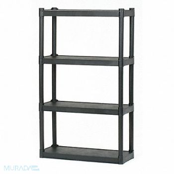 ABILITY ONE Plastic Shelving Black Open Style HDPE, 60GV57