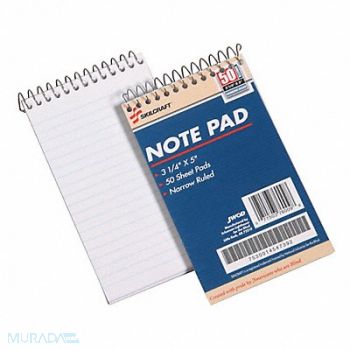 ABILITY ONE Notepad 3-1/4 x 5-1/2 White Paper PK12, 60GV62