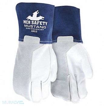 MCR SAFETY Welding Leather Glove Blue/Gray 2XL PK12, 60HP64