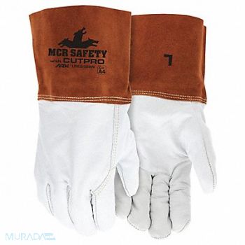 MCR SAFETY Welding Leather Glove Beige/Brown L PK12, 60HP84