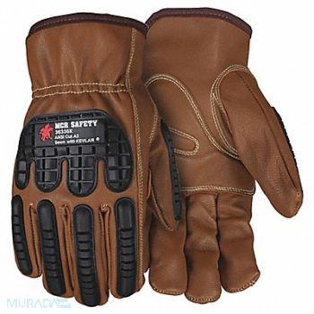 MCR SAFETY Leather Gloves Brown XL PK12, 60HR19