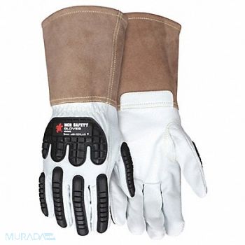 MCR SAFETY Leather Gloves White M PK12, 60HR23