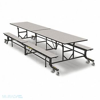 PALMER HAMILTON Folding Bench Table Rectangle Gray Glace, 60PP09