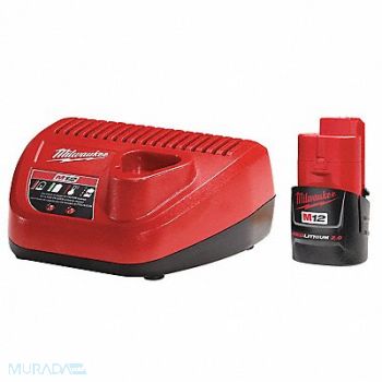 MILWAUKEE Battery and Charger Kit 2Ah 12VDC, 60RE93