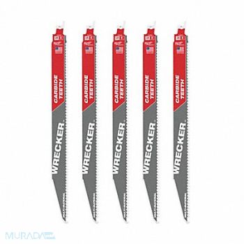 MILWAUKEE Reciprocating SawBlade Carbide Rigid PK5, 60RG59