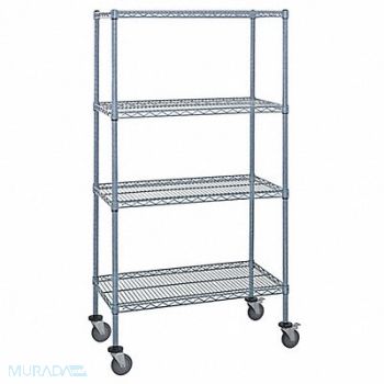 QUANTUM STORAGE SYSTEMS Mobile Stem Caster Cart Gray 4 Shelves, 60TR87