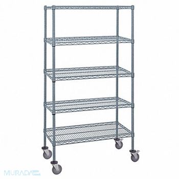 QUANTUM STORAGE SYSTEMS Mobile Stem Caster Cart Gray 5 Shelves, 60TR99
