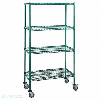 QUANTUM STORAGE SYSTEMS Mobile Stem Caster Cart Green 4 Shelves, 60TT12