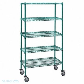 QUANTUM STORAGE SYSTEMS Mobile Stem Caster Cart Green 5 Shelves, 60TT24