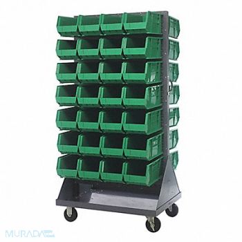 QUANTUM STORAGE SYSTEMS Mobile Louvered Floor Rack Steel 56 Bins, 60TT39