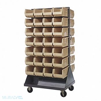 QUANTUM STORAGE SYSTEMS Mobile Louvered Floor Rack Steel 56 Bins, 60TT40