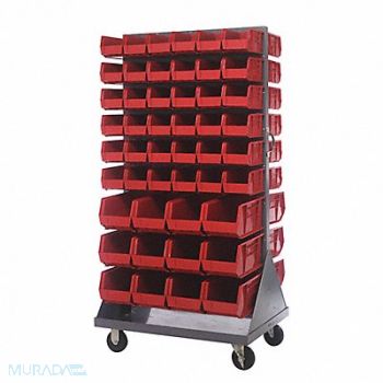 QUANTUM STORAGE SYSTEMS Mobile Louvered Floor Rack Steel 96 Bins, 60TT47