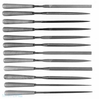 SIMONDS Needle File Set 4in.L Swiss Natural, 38RK64