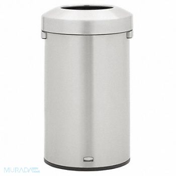 RUBBERMAID COMMERCIAL PRODUCTS Trash Can Round Silver 23 gal, 61JA18