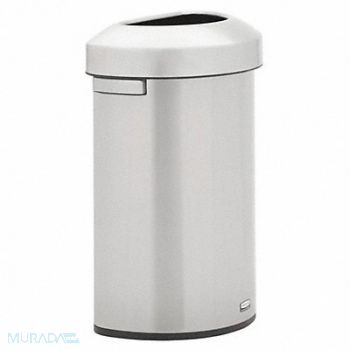 RUBBERMAID COMMERCIAL PRODUCTS Trash Can Half-Round Silver 16 gal, 61JA19