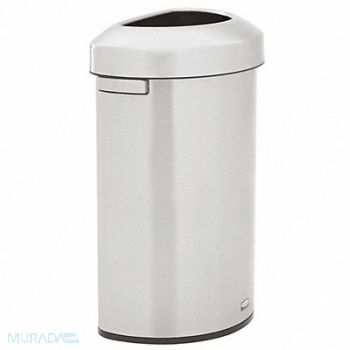 RUBBERMAID COMMERCIAL PRODUCTS Trash Can Half-Round Silver 21 gal, 61JA20