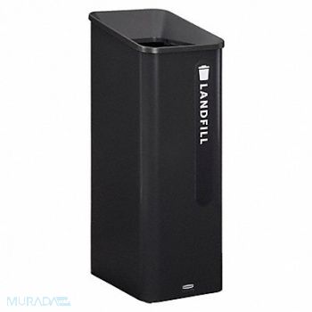 RUBBERMAID COMMERCIAL PRODUCTS Recycling Can Square 15 gal Black, 61JA22