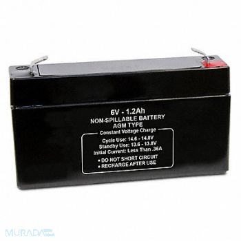 GRAINGER APPROVED Sealed Lead Acid Battery 6VDC 1.2Ah, 61KW55