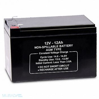 GRAINGER APPROVED Sealed Lead Acid Battery 12VDC 12Ah, 61KW56