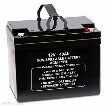 GRAINGER APPROVED Sealed Lead Acid Battery 12VDC 40Ah, 61KW60