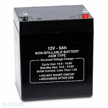 GRAINGER APPROVED Sealed Lead Acid Battery 12VDC 5Ah, 61KW61