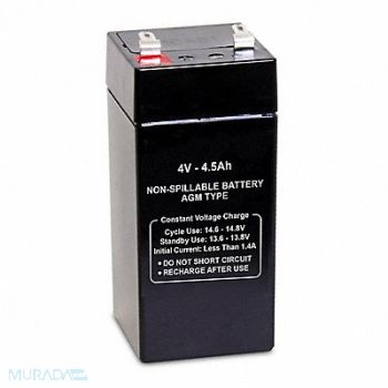GRAINGER APPROVED Sealed Lead Acid Battery 4VDC 4.5Ah, 61KW66