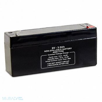 GRAINGER APPROVED Sealed Lead Acid Battery 6VDC 3.3Ah, 61KW73