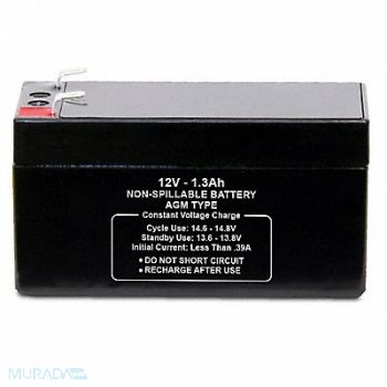 GRAINGER APPROVED Sealed Lead Acid Battery 12V 1.3Ah AGM, 61KW79