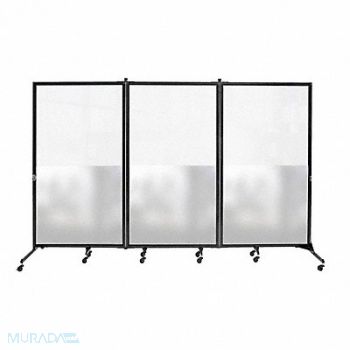 SCREENFLEX Clear/Frosted 3 panel Room Divider, 61UH96