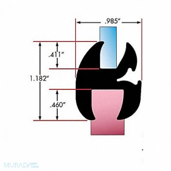 FAIRCHILD Window Lock Gasket Dbl 0.469 - 0.532 in, 61UJ94