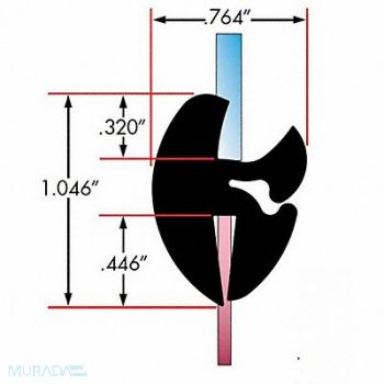 FAIRCHILD Window Lock Gasket Dbl 0.062 to 0.093 in, 61UK02