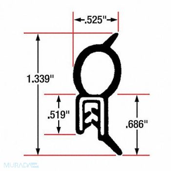 FAIRCHILD Edge Grip Seal Top Bulb 82 ft EPDM, 61UK31